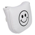 Golf Club Center Shaft Square Mallet Putter Head Cover Soft Leather with Embroidery Magnetic Closure (White)