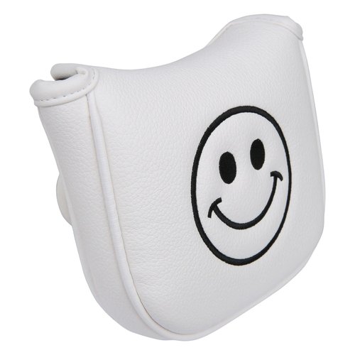 Golf Club Center Shaft Square Mallet Putter Head Cover Soft Leather with Embroidery Magnetic Closure (White)