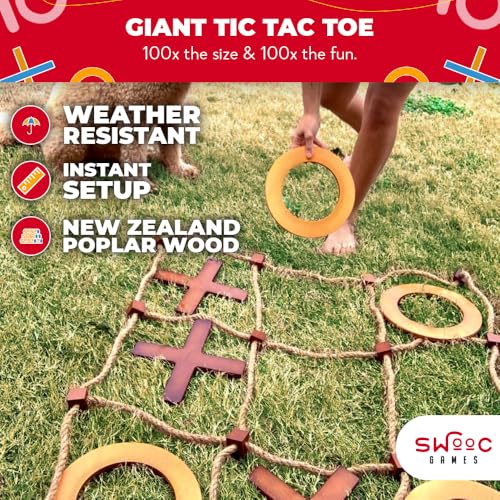 Giant Outdoor Tic Tac Toe Game - 3ft x 3ft Weather-Resistant Lawn Game for Adults & Kids