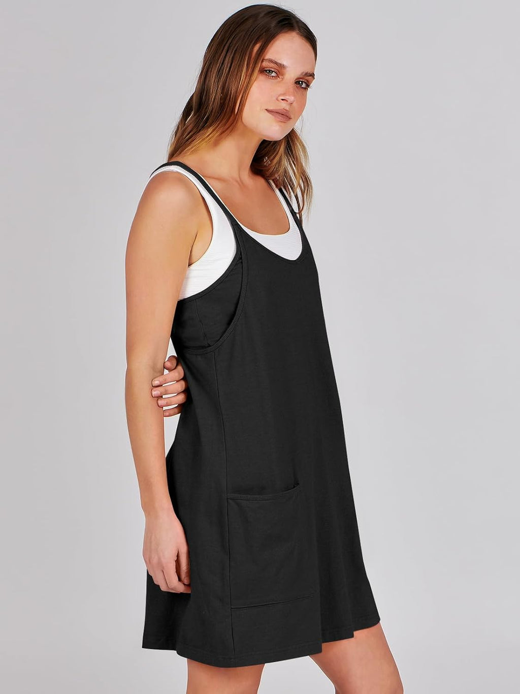 Caracilia Women's Athletic Mini Dress - Casual Sleeveless Romper with Built-In Shapewear | Perfect for Summer Workouts