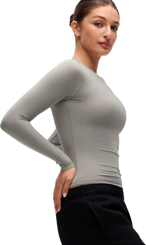 CRZ YOGA Softembrace Long Sleeve Crewneck Shirt for Women - Casual Fitted Fall Top
