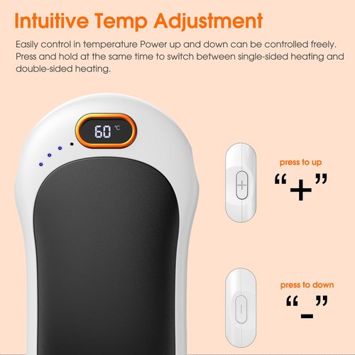 Hand Warmers Rechargeable,2 Pack Double Sided Heating Warmer that Surrounds Warmth for Palm and Fingers,Magnetic Electric Handwarmers 10000mAh with Adjustable Temp,Winter Gifts for Men and Women