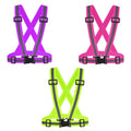 Safety Vest Reflective Running Gear, Adjustable Safety Vests Outdoor Lightweight Reflective Belt 360°High Visibility for Night Running, Walking(Fluorescent Green+Pink+Purple)