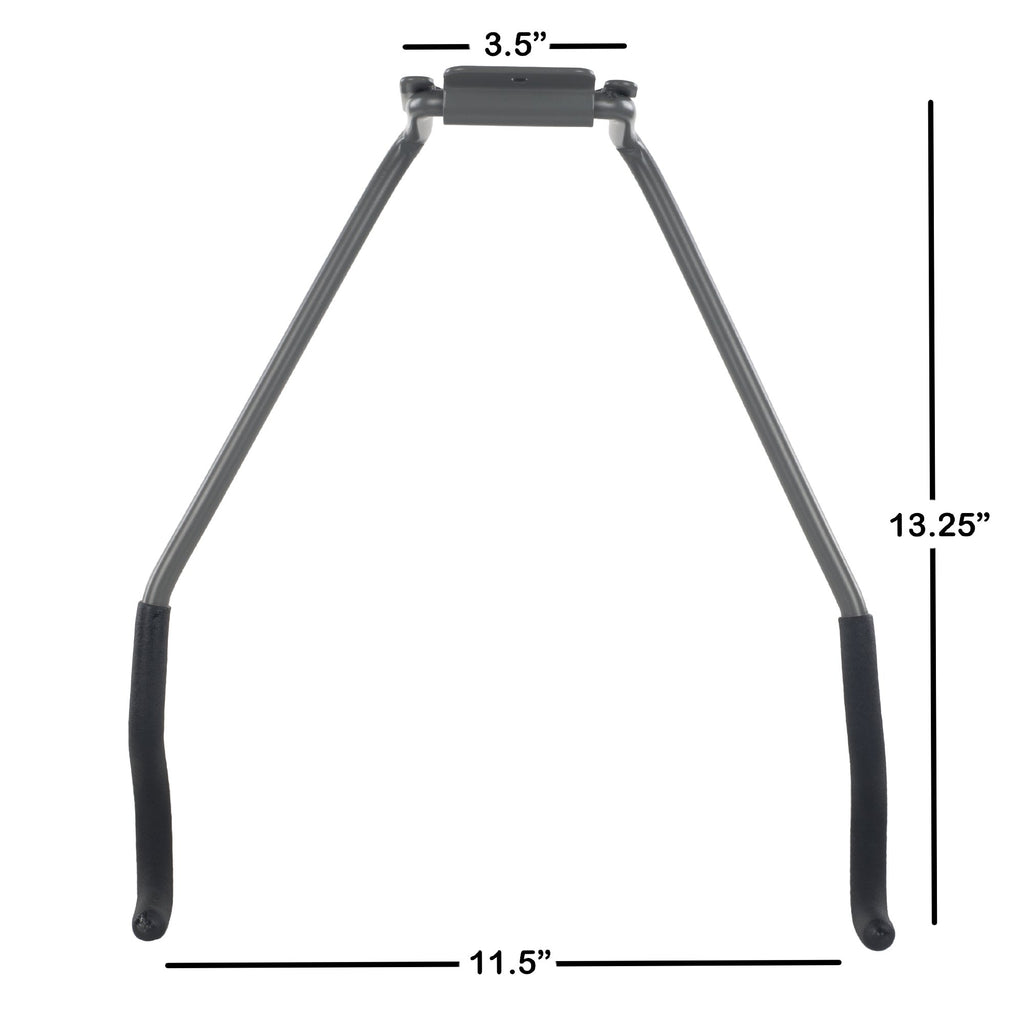 Stalwart Bike Wall Mount - EVA Foam Padded Bicycle Hooks with 50lb Capacity - Flip-Up Garage Bicycle Rack for Mountain, Road, and Kids Bikes by Rad Sportz, Silver, Black
