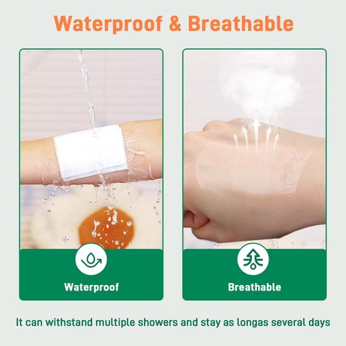 Transparent Film Dressing 4'' x 4.75'', 25 Packs Clear Waterproof Bandages for Wounds, Large Adhesive Patches Breathable Wound Cover for Post Surgical, Shower, Swimming, Tattoo Aftercare, IV Shield