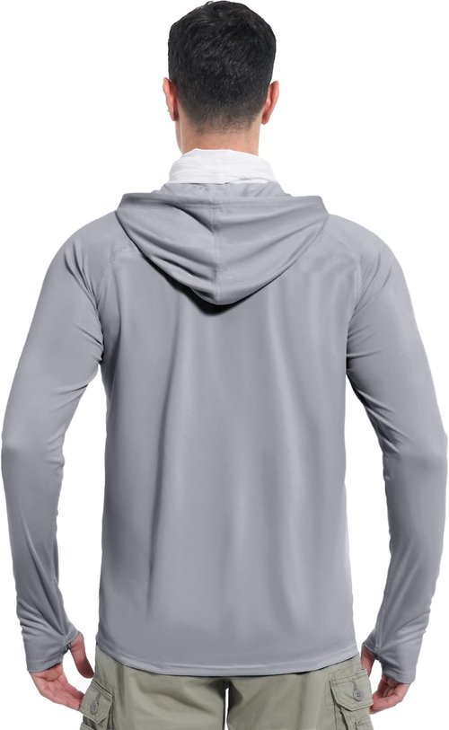 Isnowood Sun Shirt - Men's Long Sleeve UPF 50+ Fishing Hoodie for UV Protection | Ideal for Hiking & Running