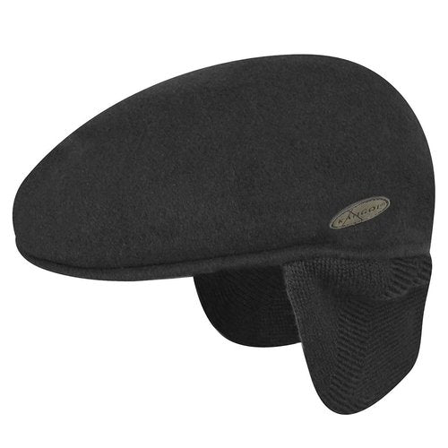 Kangol Wool 504 Earflap Hat for Men and Women, Medium, Black