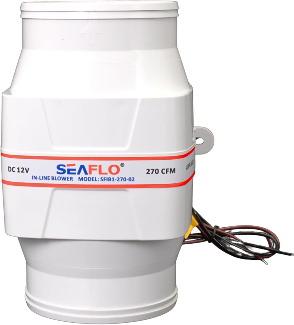 SEAFLO Marine Bilge Air Blowers - Ultra-Quiet 12V Operation | 130-270 CFM for Yacht/Sailboat/Boat - 4-Year Warranty