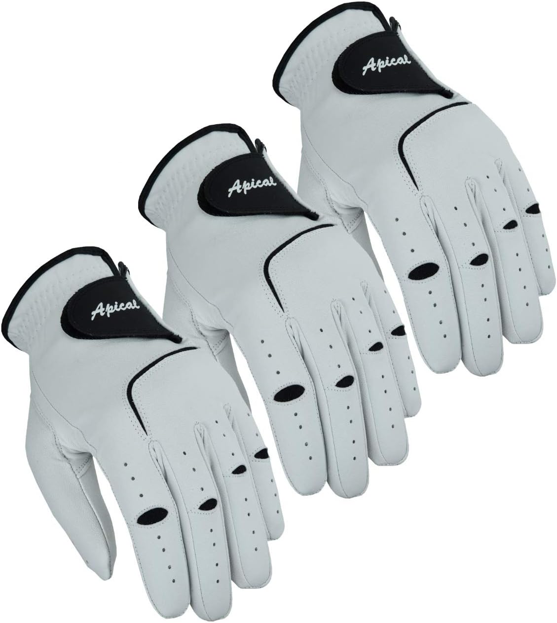 Apical Premium 100% Cabretta Leather Golf Gloves for Men - Stable Grip & Soft Feel | 3-Pack Value Set (Left Hand for Right-Handed Golfers)