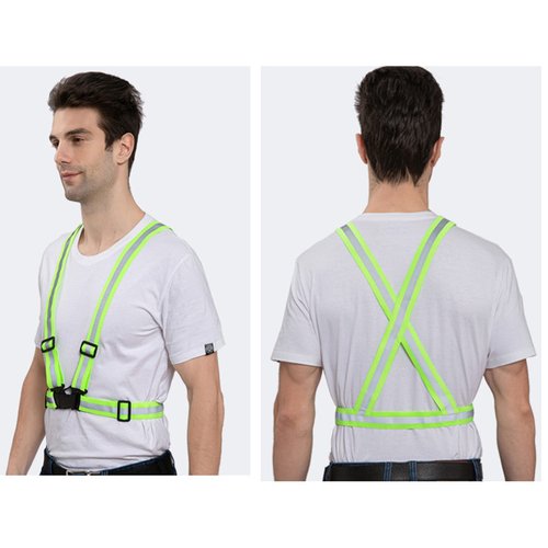 Safety Vest Reflective Running Gear, Adjustable Safety Vests Outdoor Lightweight Reflective Belt 360°High Visibility for Night Running, Walking(Fluorescent Green+Pink+Purple)