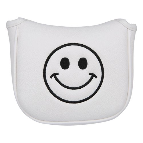 Golf Club Center Shaft Square Mallet Putter Head Cover Soft Leather with Embroidery Magnetic Closure (White)