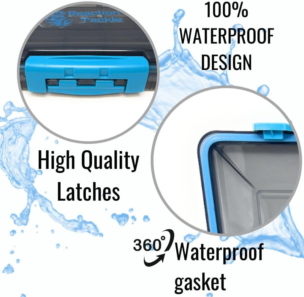 Reaction Tackle Ultimate Waterproof Tackle Box - 4-Pack of 3-Clip Trays with Removable Dividers for Easy Organization