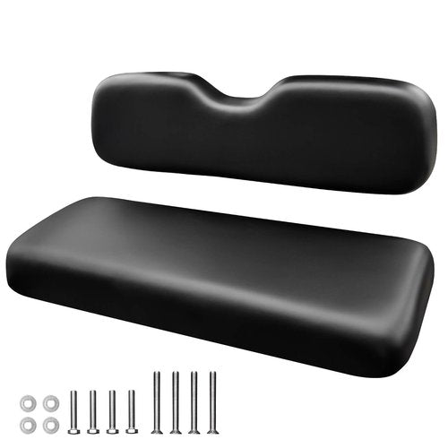 NOKINS Golf Cart Rear Seat Replacement Cushion, Universal Back Seat Cushions for Yamaha/EZGO TXT/RXV/Club Car Precedent/DS, Waterproof Vinyl Leather & Memory Foam, Black