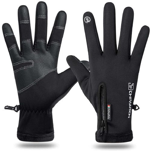 Softfree Winter Gloves with Touchscreen Fingers for Men, Waterproof Warm Glove Cold Weather Driving Gloves Anti-Slip Sports Gloves for Cycling Running Skiing Hiking Climbing (Black,Large)