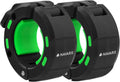 Navaris Barbell Locking Collar 2-Pack - 2-Inch (5cm) Olympic Weight Lifting Clamps with Quick Latch & Magnetic Design - Easy to Use Clamp - Lightweight Clips for Bar - Black/Green