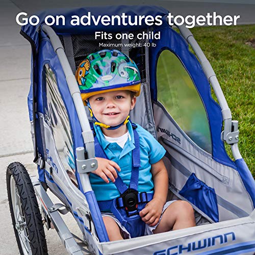 Kids Bike Trailer with Canopy & Safety Harness - Schwinn Trailblazer Plus