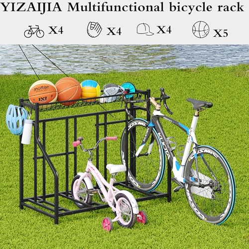 YIZAIJIA 4 Bike Stand Garage Bike Rack Storage Organizer Adjustable Space Saver