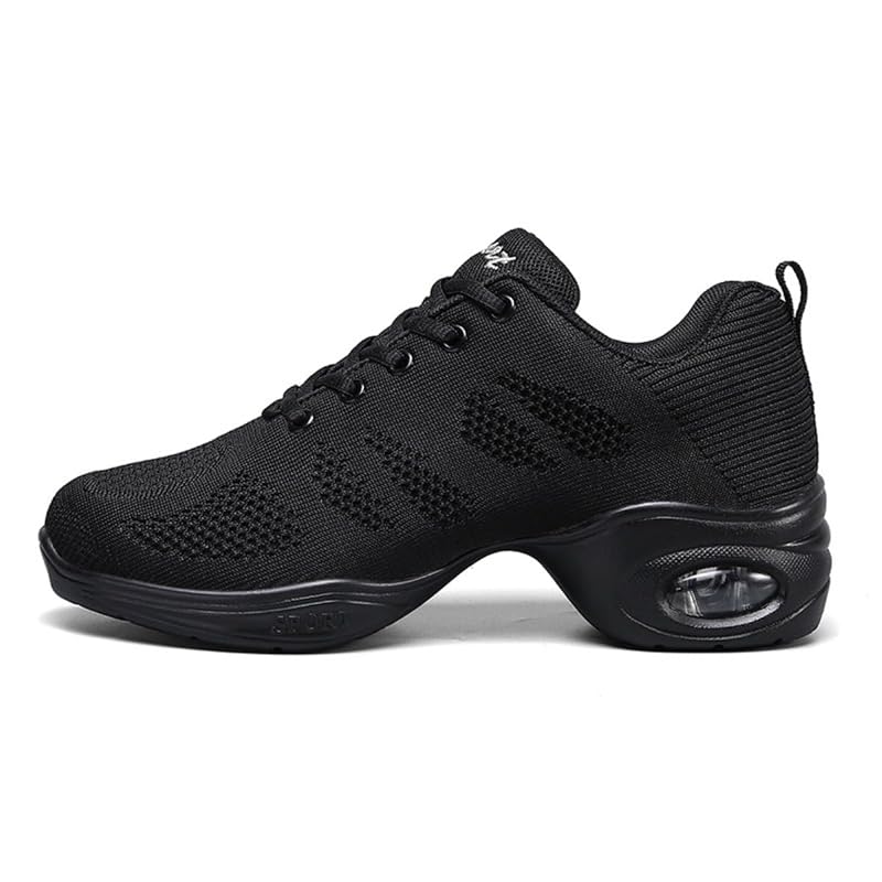 Women's Air Cushion Jazz Dance Shoes - Breathable Mesh, Split Sole, Black