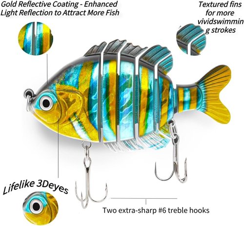 Dyneema Fishing Lures - Lifelike 3.5" Segmented Swimbait for Freshwater & Saltwater Fishing