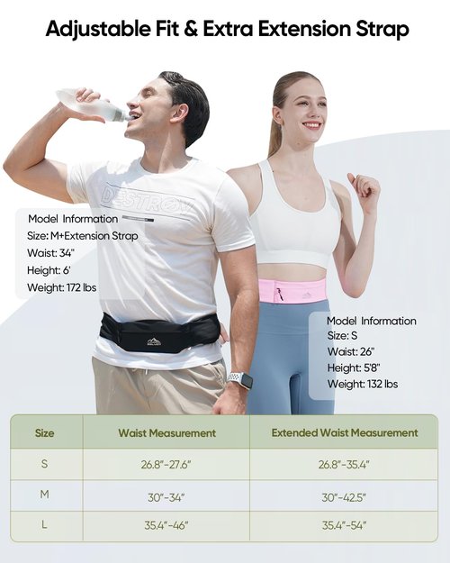 Zelvot Running Belt with 355ml Water Bottle, Extension Strap & Phone Holder, Adjustable Running Fanny Pack with Gym Towel, Waterproof Belt Bag for Women Men for Jogging Hiking Marathon (Black, Medium)