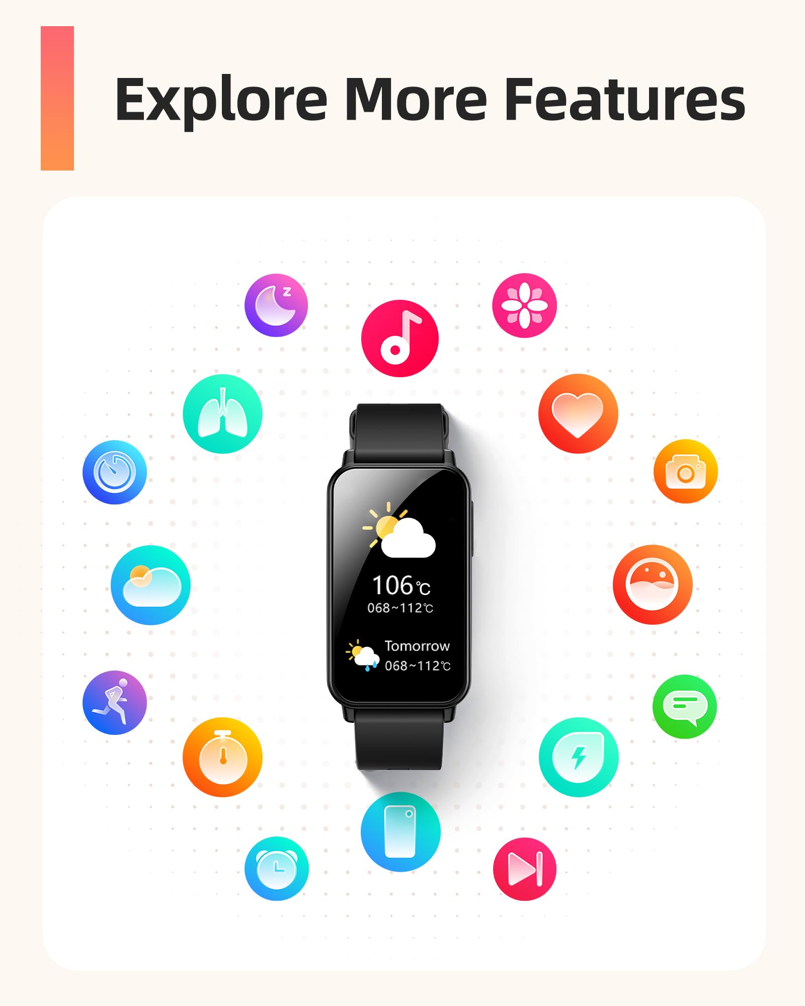 Parsonver 5ATM Waterproof Fitness Tracker, Swimming Smart Watch with Step Counter, Stopwatch, Pedometer, 24/7 Heart Rate/Blood Oxygen/Sleep Monitor, 110+ Sport Modes Fitness watch for Women Men, Black