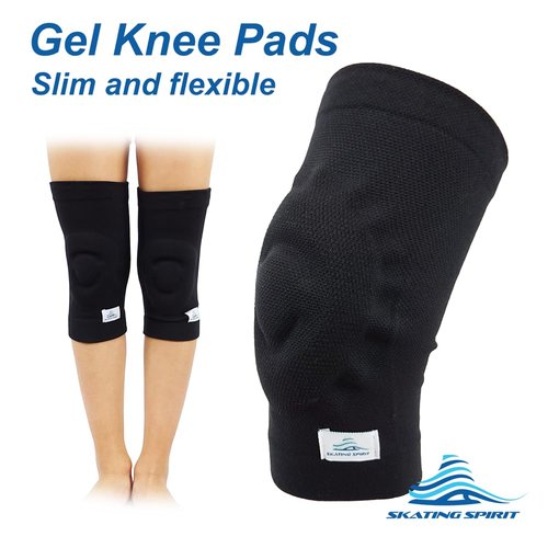 SKATINGSPIRIT Gel Knee Pads (1 Pair), Cushion and Support Knee Cap for Dancing Figure Skating Gymnastic, Youth and Adult (Medium) Beige