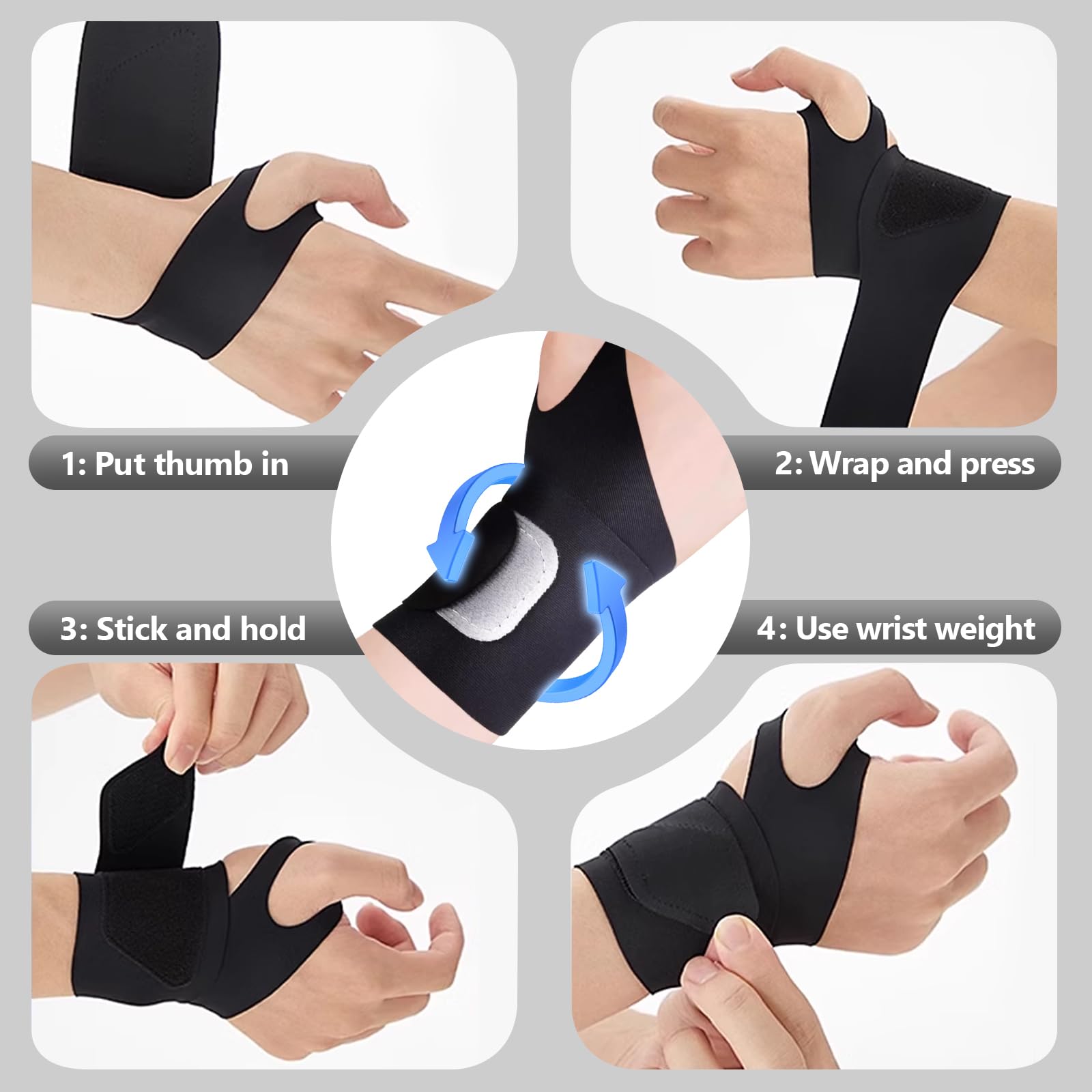 Wrist Weights, Ankle Weights for Women Men, With Wrist Brace，Silicone Wrist Weighted Bracelets - Adjustable Leg & Arm Weights,Ankle Weights for Workout, Running, Yoga, Swimming，2 Lbs(1Lbs Each) (Obsidian Black)