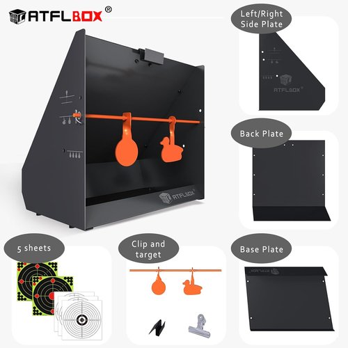 Atflbox Pellet Trap - 12''x12'' Splatter Bullseye Targets & Spinning Targets for .177/.22 Caliber Air Guns