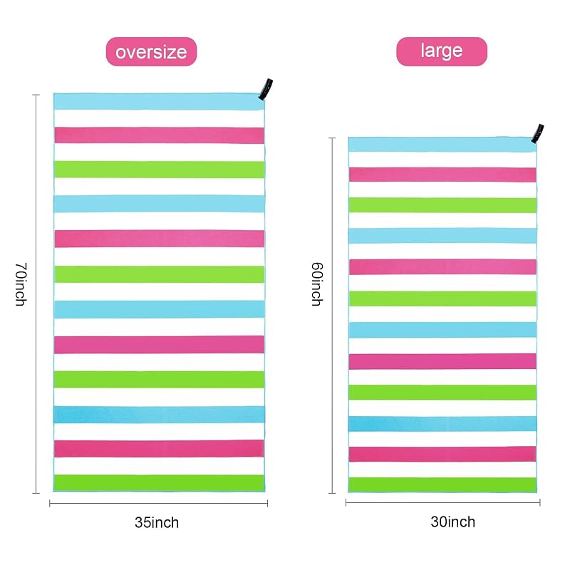 Exclusivo Mezcla 4 Pack Microfiber Quick Dry Beach Towels 35x70 in - Multi-Color Striped