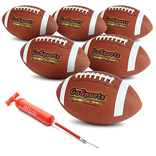 Official Size Footballs Pack of 6 - Composite Leather for High School & College