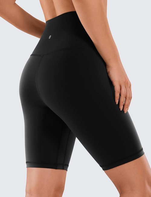 CRZ YOGA Biker Shorts - High Waisted 8-Inch Naked Feeling Spandex for Yoga & Gym Workouts