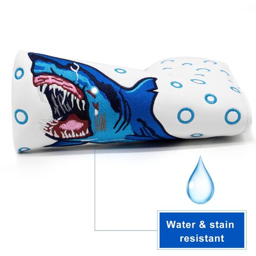 Shark Golf Blade Putter Club Head Cover Headcover Magnetic for Golf Clubs fits Blade Style Putters - Synthetic Leather Putter Cover for Scotty Cameron Select Newport Series Putters