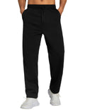 THE GYM PEOPLE Men's Baggy Sweatpants Fleece Drawstring Straight Leg Open Bottom Workout Pants with Pockets Black