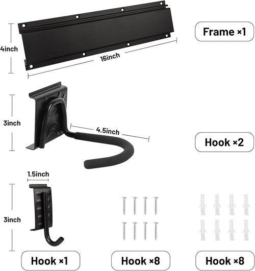 Bike Storage Rack - Wall Mount Garage Hanger for 2 Bicycles & 1 Helmet | Adjustable, Holds Up to 100 lbs