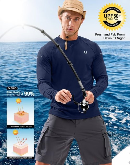 Men's Sun Protection Long Sleeve Shirts UPF 50+