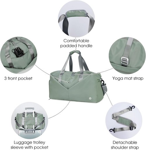 Ceneda 20" Gym Bag - Lightweight Waterproof Duffel with Wet Pocket & Shoe Compartment | Dark Grey