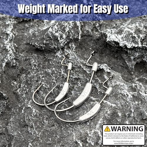 Assorted Weighted Fishing Hooks 20Pcs | 1/16-1/4oz, 1/0-4/0, Weedless Bait Keeper