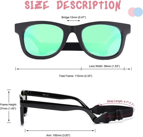 COASION Polarized Bendable Baby Sunglasses - Flexible Design with Strap for Infants 0-12 Months