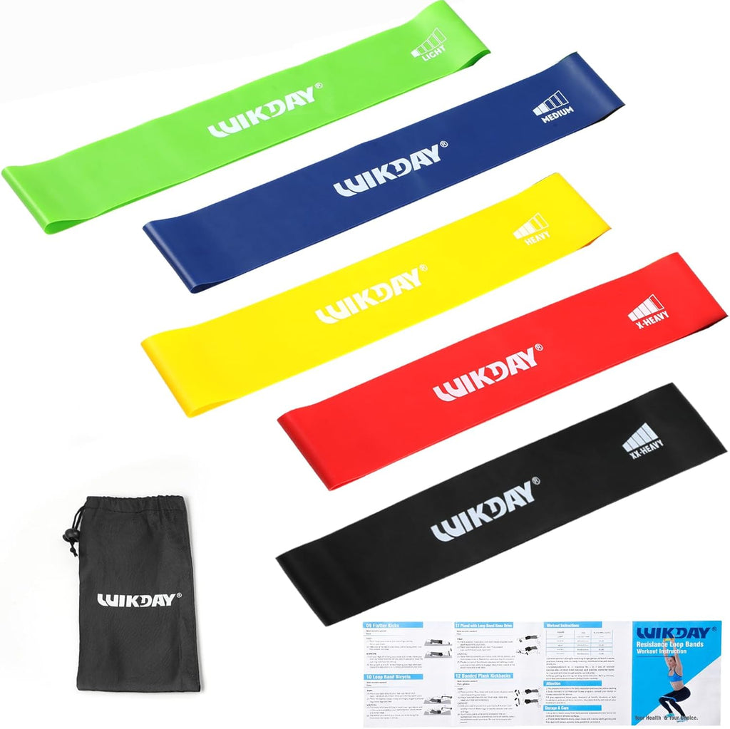 WIKDAY Resistance Bands - Versatile Workout Loop Bands Set for Men & Women | 5-Piece for Stretching & Training