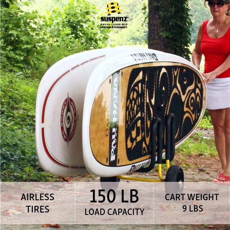 Suspenz Double SUP Transport Cart with Airless Wheels for 2 Paddle Boards, Yellow
