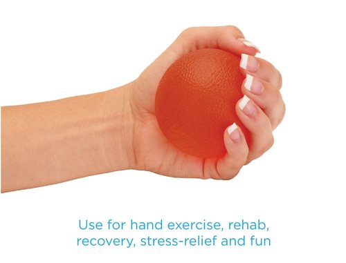 NOVA Therapy Exercise Stress Round Ball - Medium Resistance Stress Balls for Adults & Grip Strengthening, Color Orange
