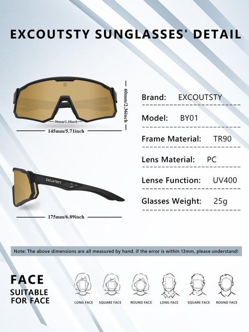Excoutsty Polarized Sports Sunglasses for Men Women,UV400 Sports Windproof Cycling Sunglasses with 3 Interchangeable Lenses (Yellow)
