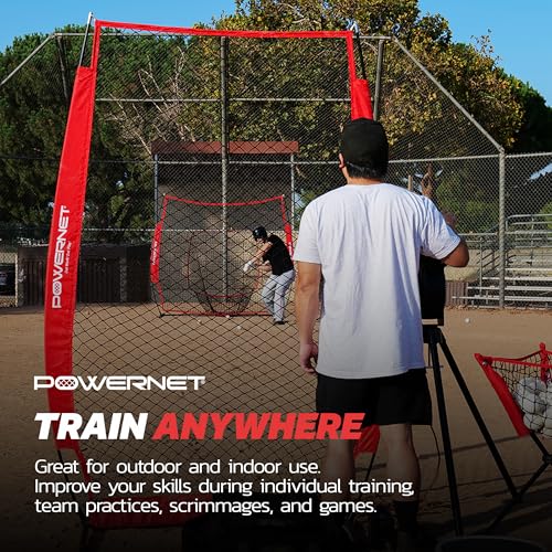 PowerNet Launch F-Lite Baseball & Softball Pitching Machine - Includes Practice Balls & Coaching Bucket - Variable Speed Training Equipment with Variation of F-Lite Pitching Machine