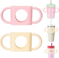 Mity Rain Cup Grip - Silicone Dual-Handle for Owala, Zak & Stanley Toddler Cups | Beige & Pink