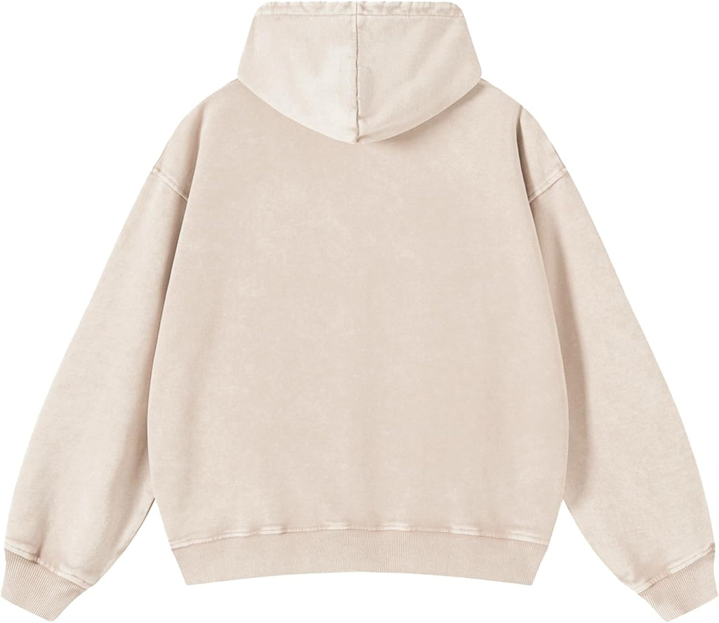 Skiennix Men's Zip Up Hoodie - Vintage Acid Wash Oversized Sweatshirt | Stylish Streetwear