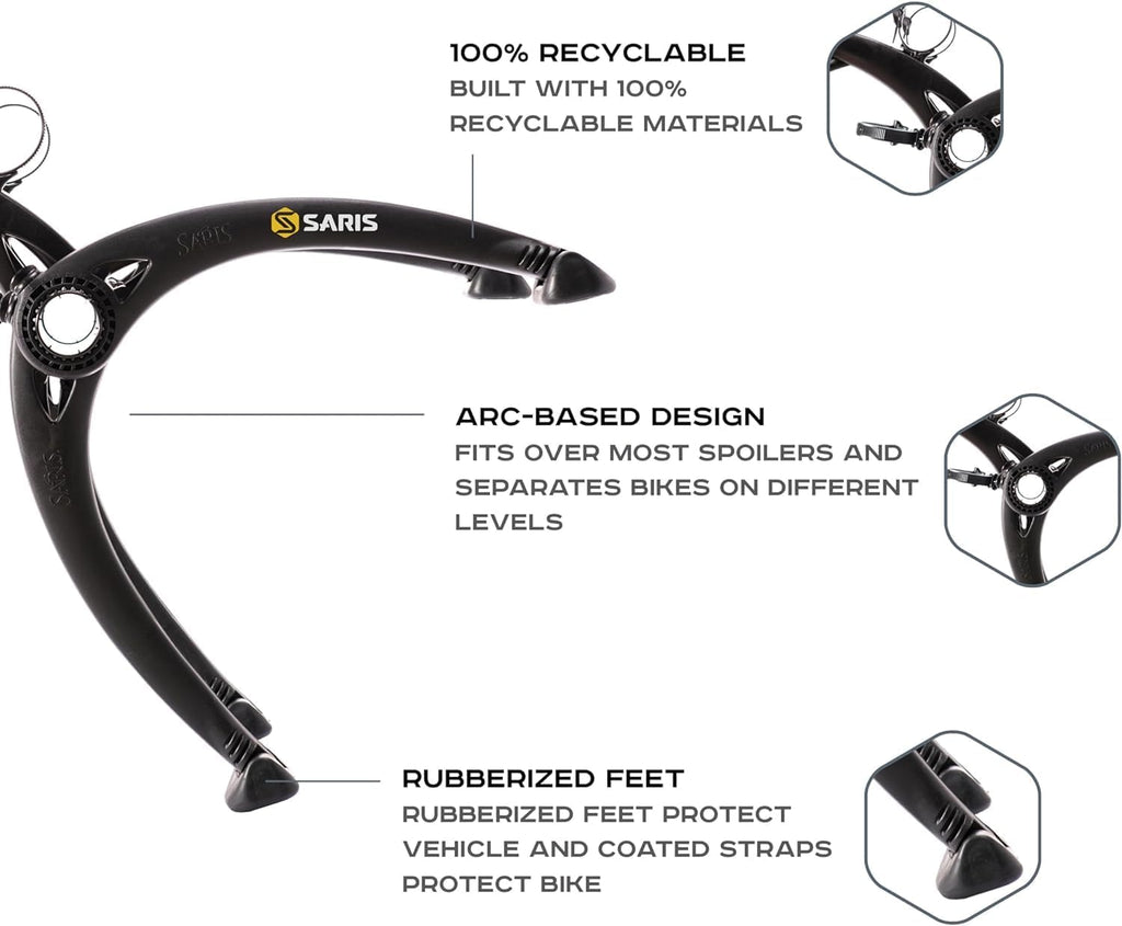 Saris Bones Bicycle Rack Carrier - Mounts 2 Bikes, Durable & Rust-Free, Fits Most Vehicles, Black