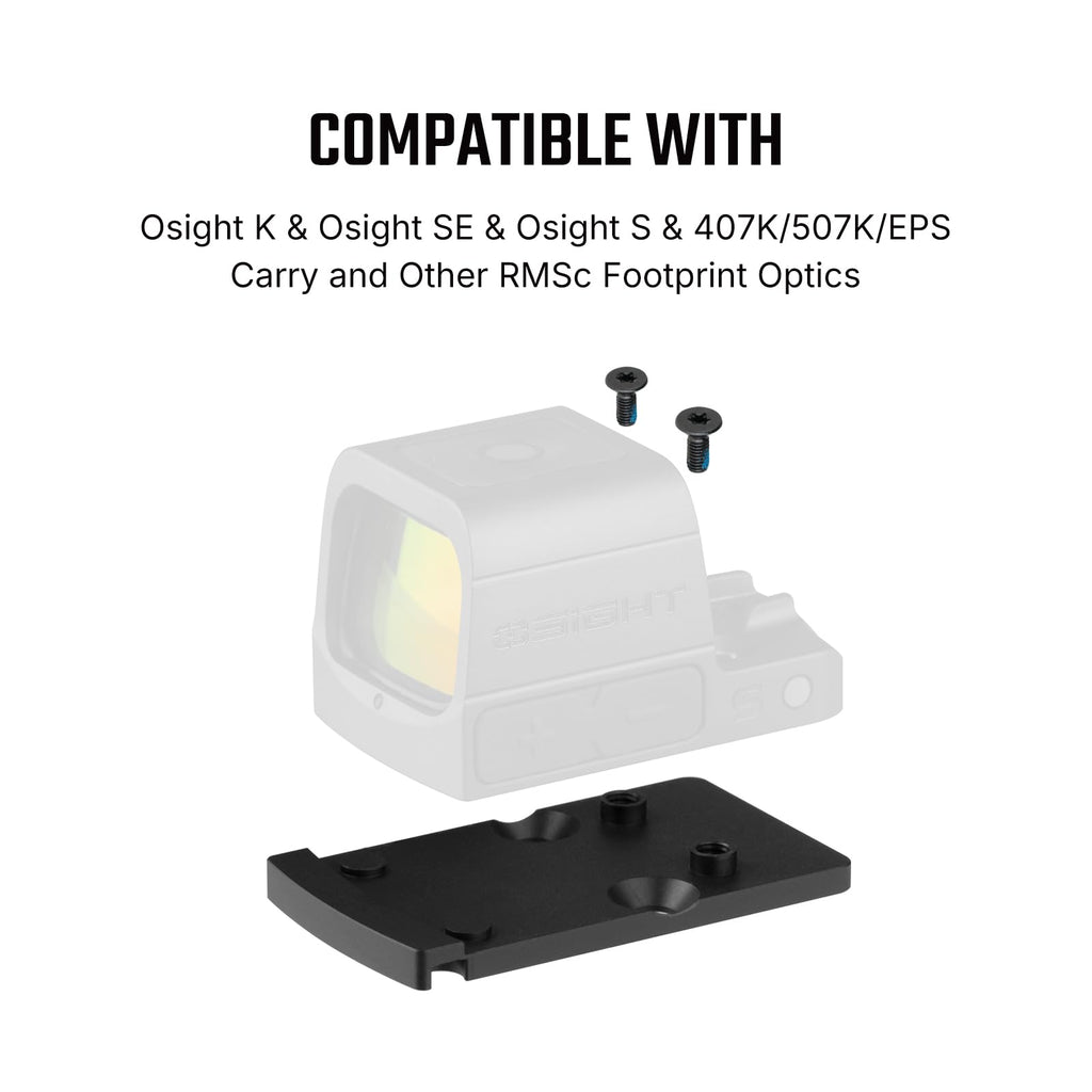 Osight RMR to RMSc Adapter Plate for RMR Slide Cut, Compatible with Standard RMSc Footprint Red Dot Sights