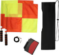 Redgino Soccer Referee Kit - 2 Pcs Checkered Linesman Flags, Red & Yellow Cards, Whistles & Storage Bag