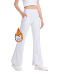 JOCMIC Girls Fleece Lined Flare Leggings High Waist Bell Bottoms Yoga Pants for Kids Girls Athletic Leggings with Pockets White 9-10 Years