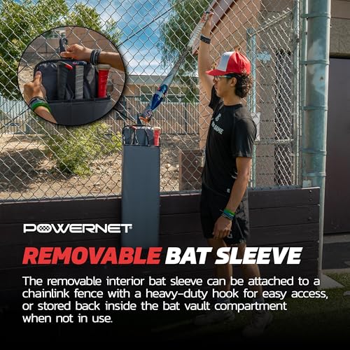 PowerNet Pro Bat Vault Duffle Bag for Baseball & Softball Gear with Removable Bat Sleeve